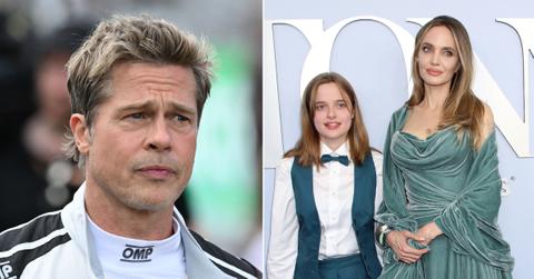 A photo of Brad Pitt and a picture of Angelina Jolie with the exes' daughter Vivienne.