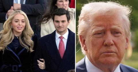 Photo of Tiffany Trump with Michael Boulos and a picture of Donald Trump