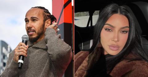 Split photo of Lewis Hamilton and Kim Kardashian