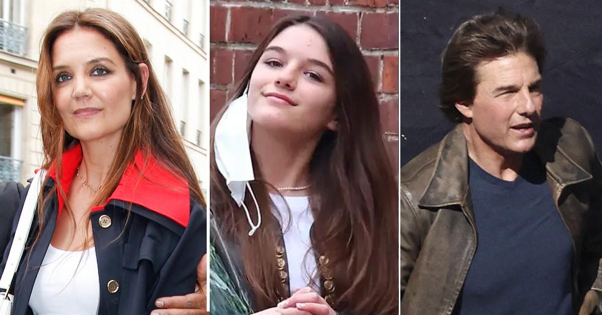 Composite photo of Katie Holmes, Suri Cruise and Tom Cruise. 