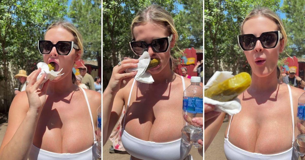 Cynthia Jade recently snacked on a pickle at a fair.