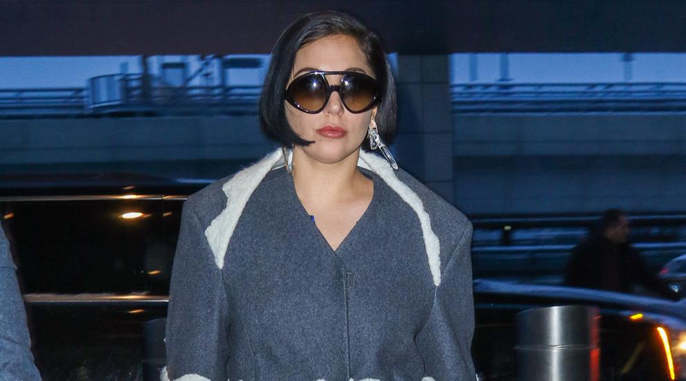 Lady Gaga&#8217;s photos after her announcement engagement seen at JFK Airport in NYC