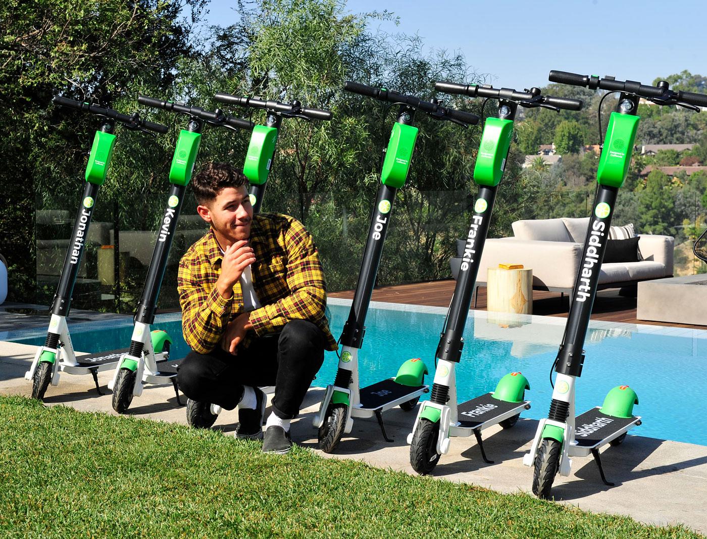 Nick Jonas Gifts Groomsmen Custom Lime Scooters for his Bachelor Party