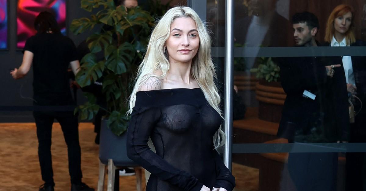 paris jackson bare chest see through black dress fashion week photos