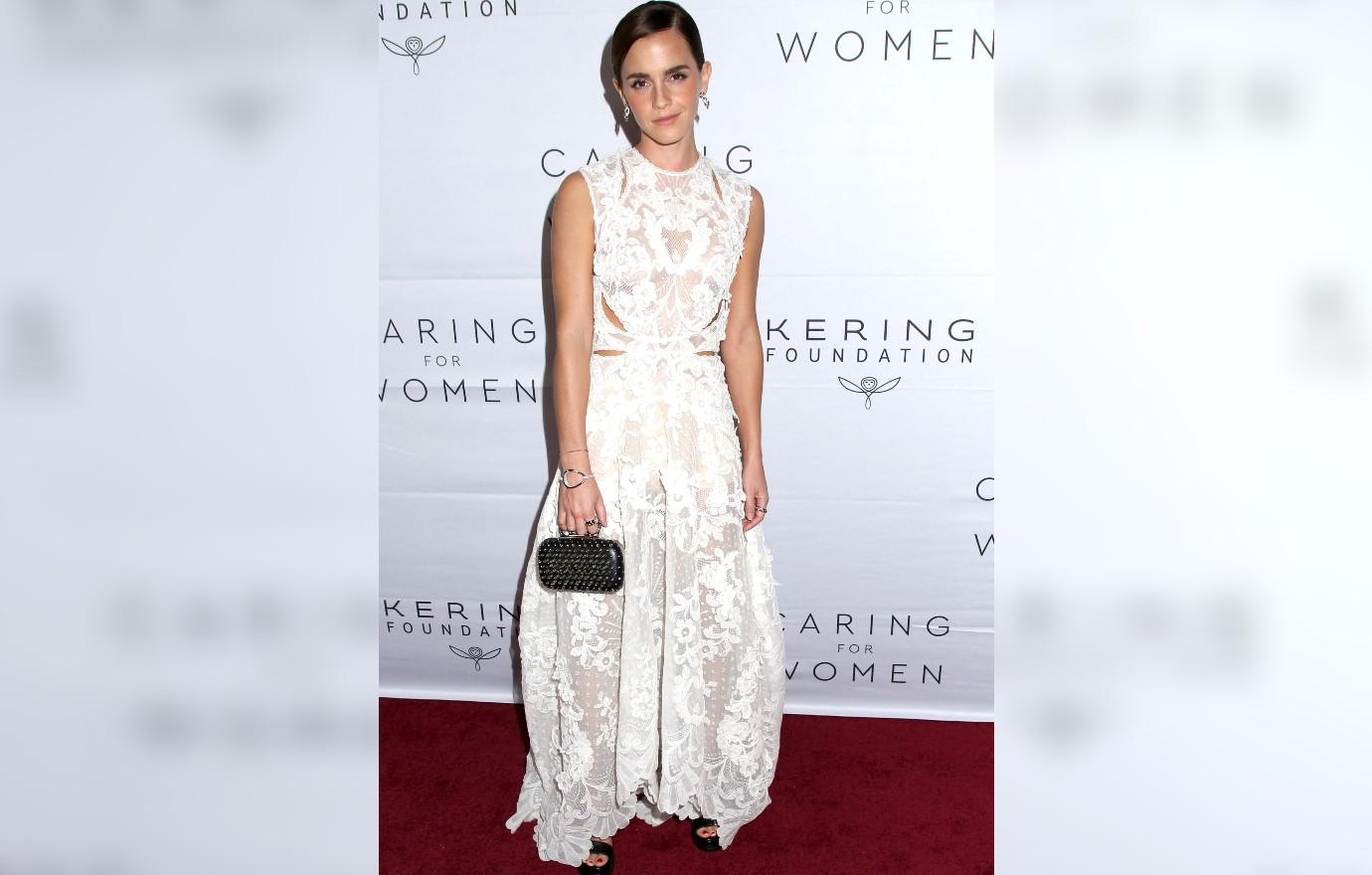 Emma Watson Makes a Rare Appearance in a Lace Alexander McQueen Gown