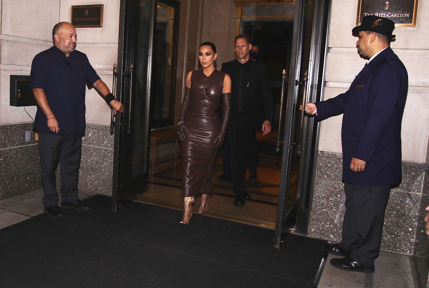 kim kardashian wears a leather dress from her upcoming fendi x skims release ok