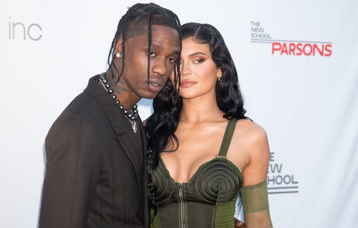 kylie jenner promotes kylie cosmetics products second child wolf travis scott