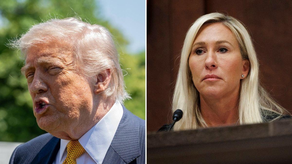 split of Marjorie Taylor Greene, Donald Trump.