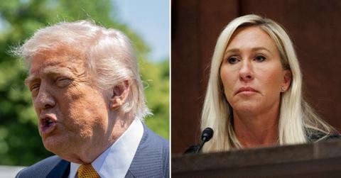 split of Marjorie Taylor Greene, Donald Trump.