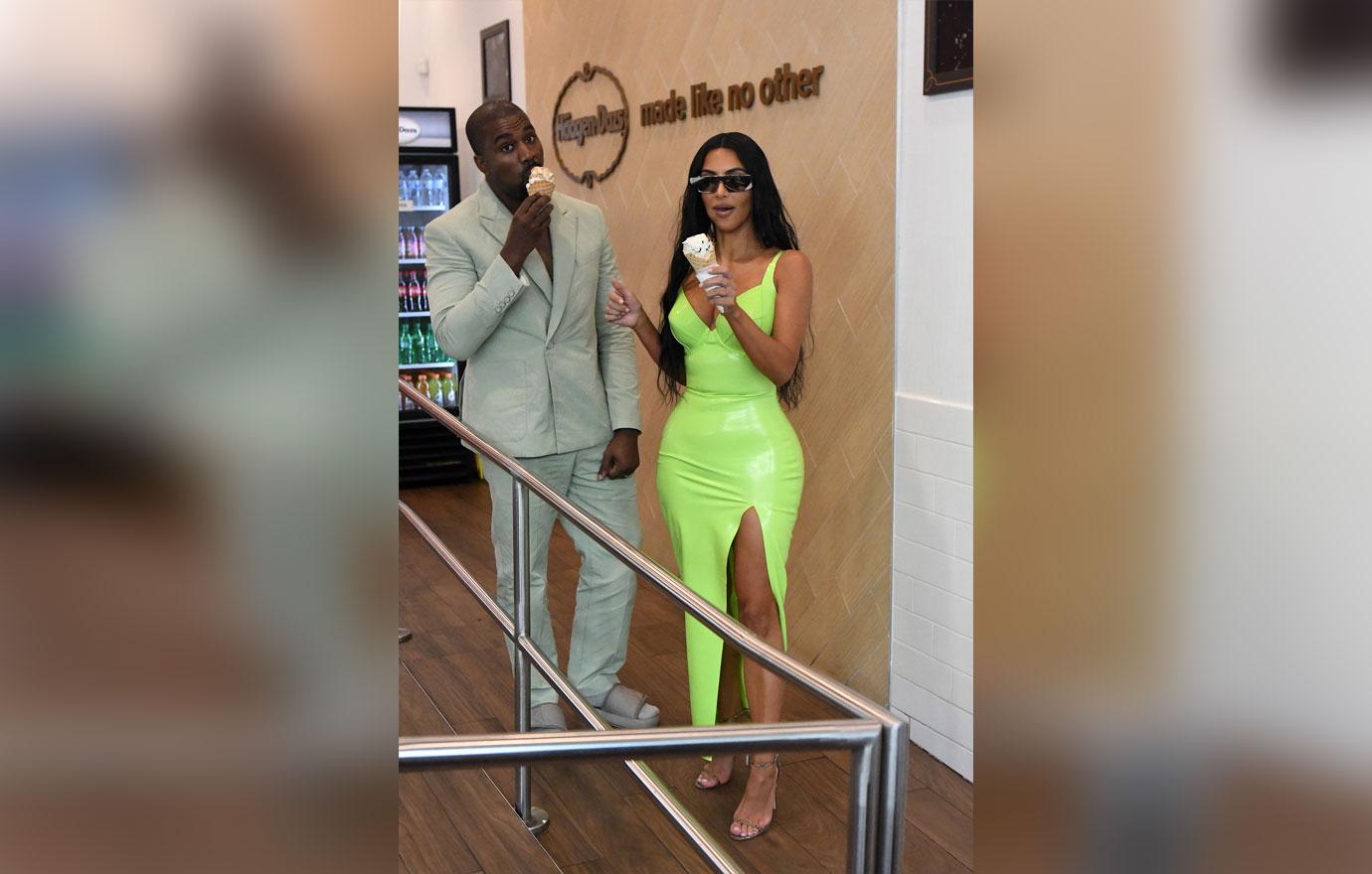 Kim Kardashian and Kanye West stop for Ice Cream in South Beach