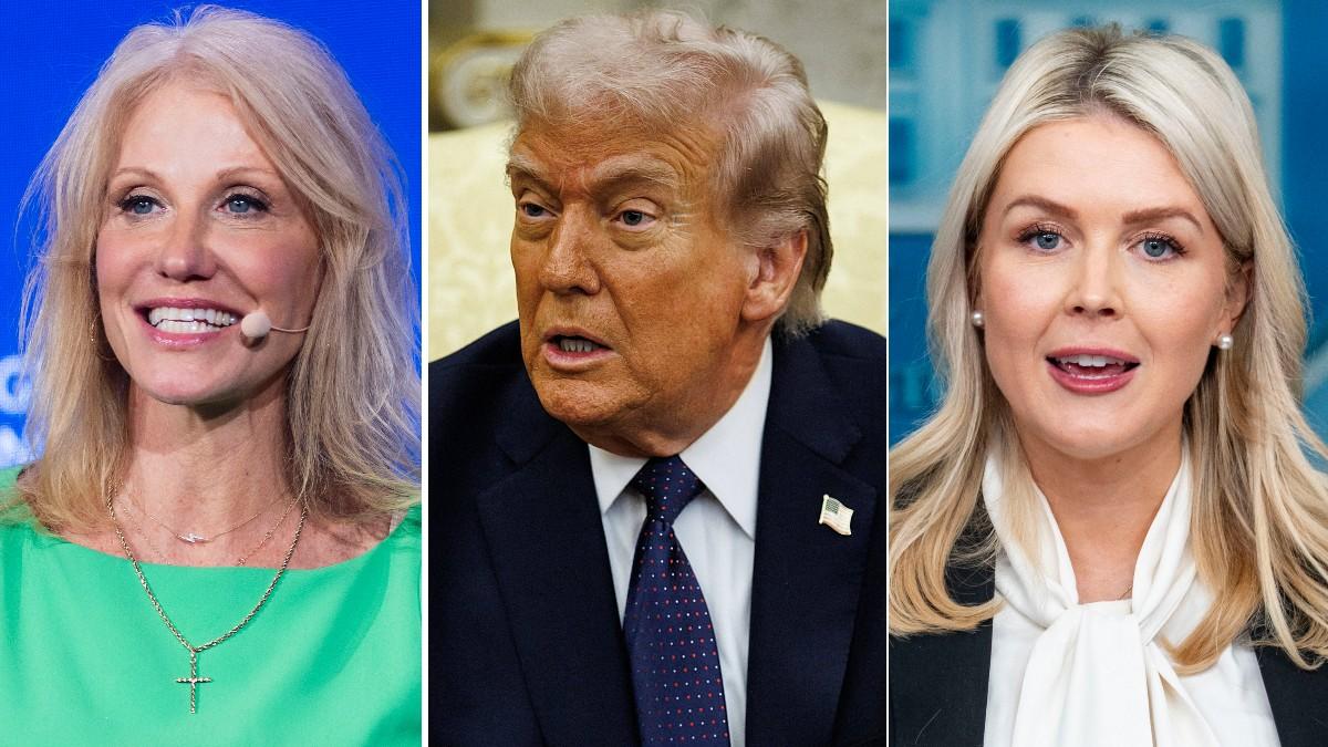 split of Kellyanne Conway, Donald Trump and Karoline Leavitt. 