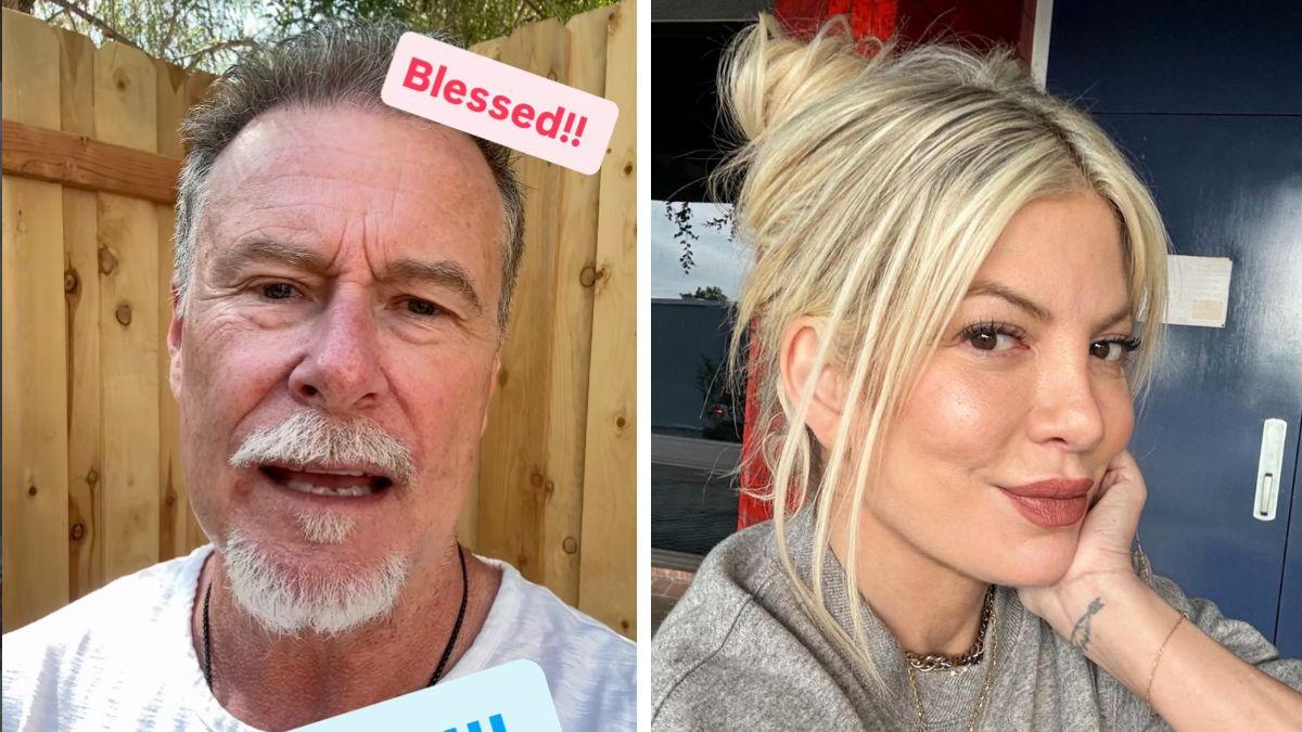 Split photo of Dean McDermott and Tori Spelling