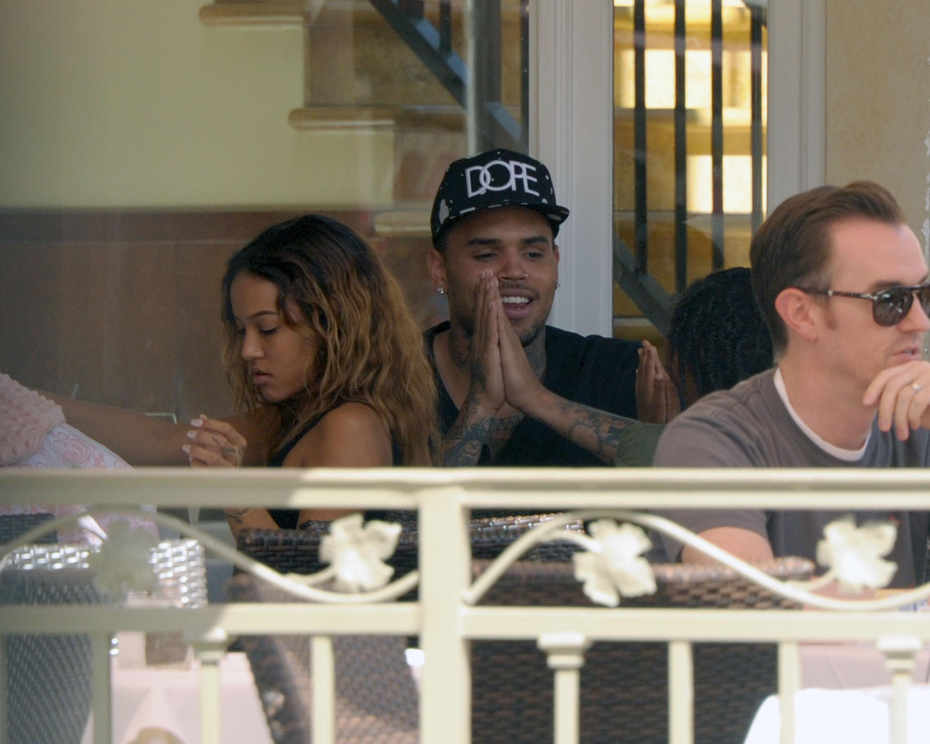 Chris Bown and Karrueche Tran at the Grove in Los Angeles, CA