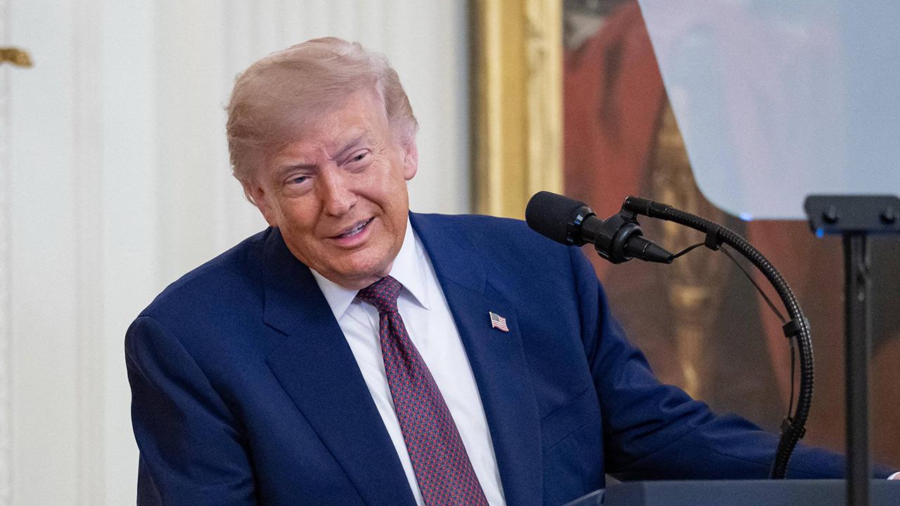 Image of Trump mocked a female heckler as a 'fat guy' as she was assaulted by the MAGA crowd.