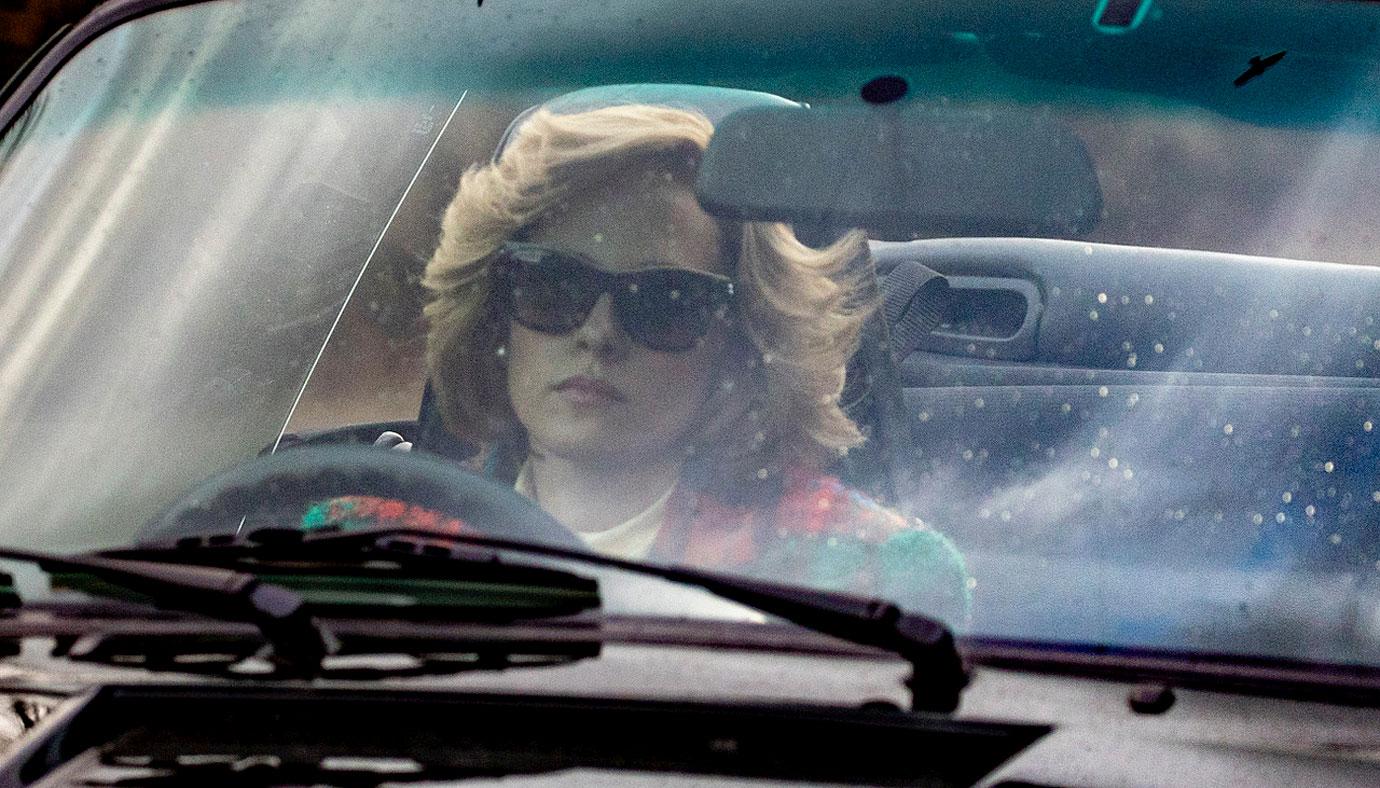 kristen stewart in character as princess diana on the set of new film