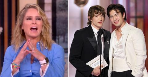 Composite photo of Sara Haines, Connor Storrie and Hudson Williams