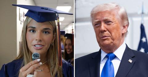 Split photo of Kai Trump and Donald Trump.