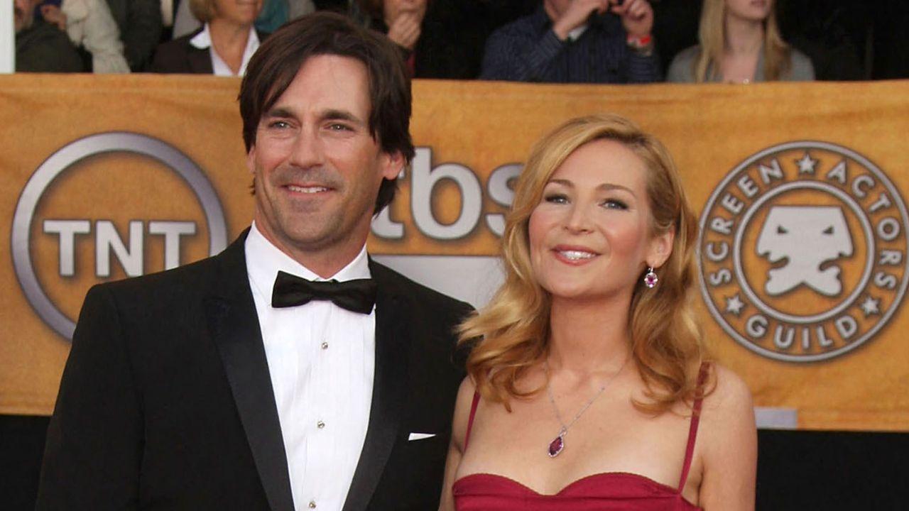 Photo of Jon Hamm and Jennifer Westfeldt dated from 1997 to 2015.
