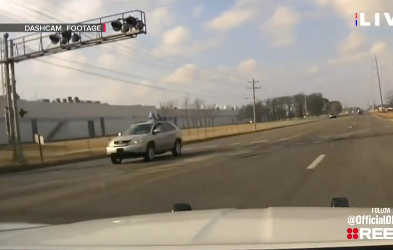 police wrong way chase stolen pizza delivery car video