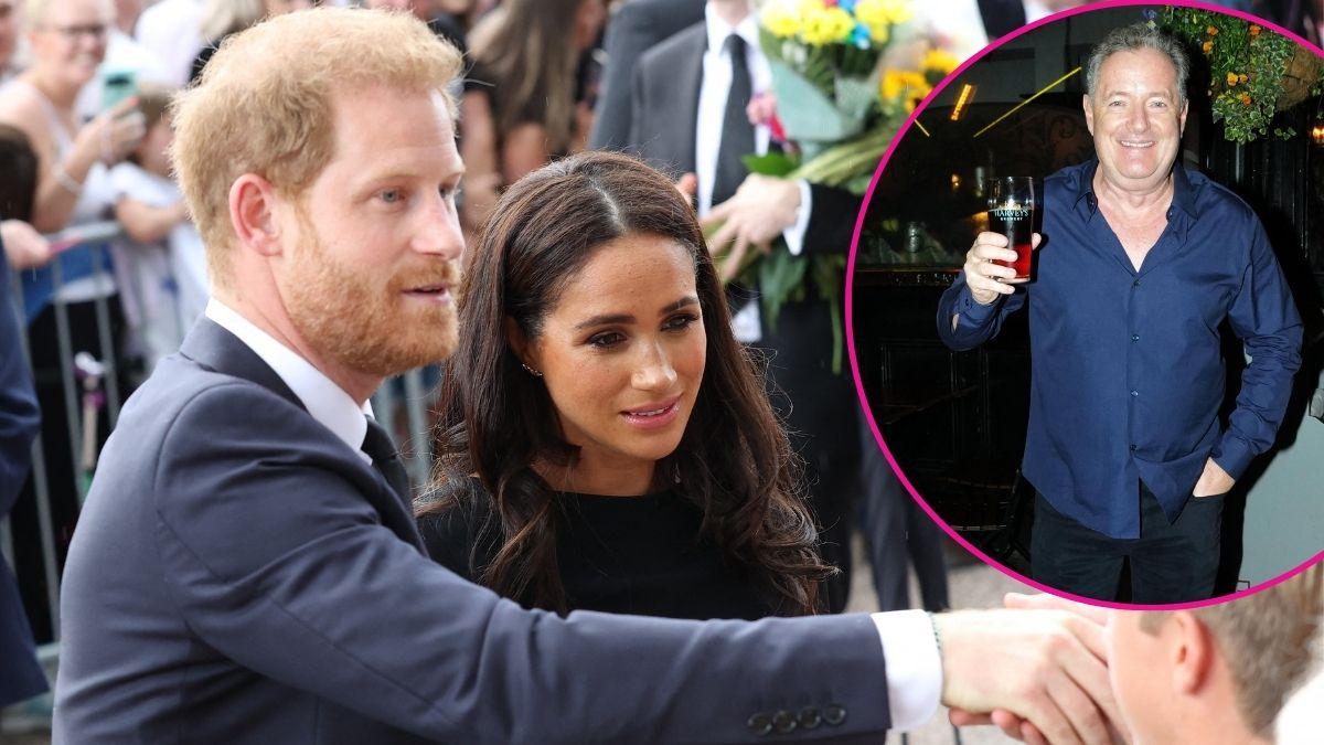 inset and image of Sussexes and piers Morgan 