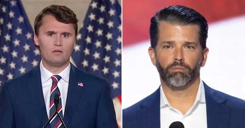 Split photo of Charlie Kirk and Donald Trump Jr.