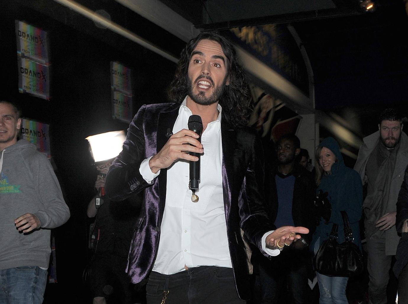 russell brand exposed himself woman workplace joked radio show