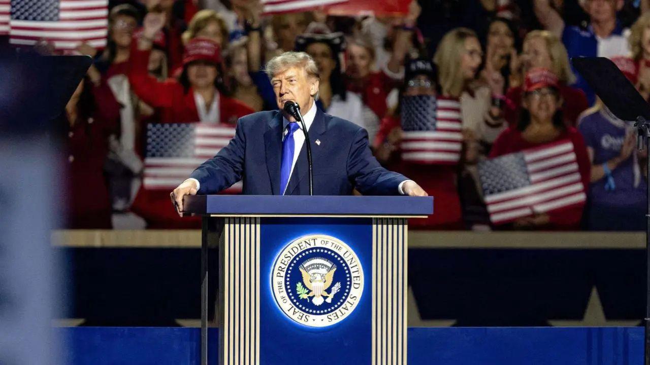 Image of Donald Trump stated that Kennedy Center renovations won't proceed until his name is added to the building.