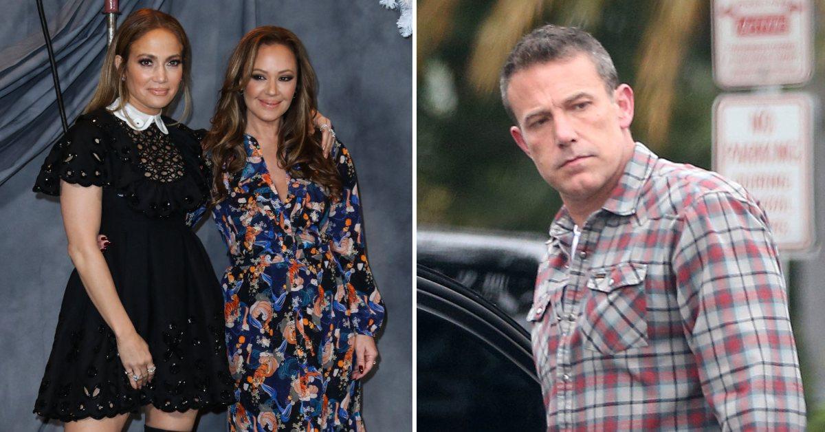 Composite photo of Jennifer Lopez with Leah Remini and a picture of Ben Affleck.