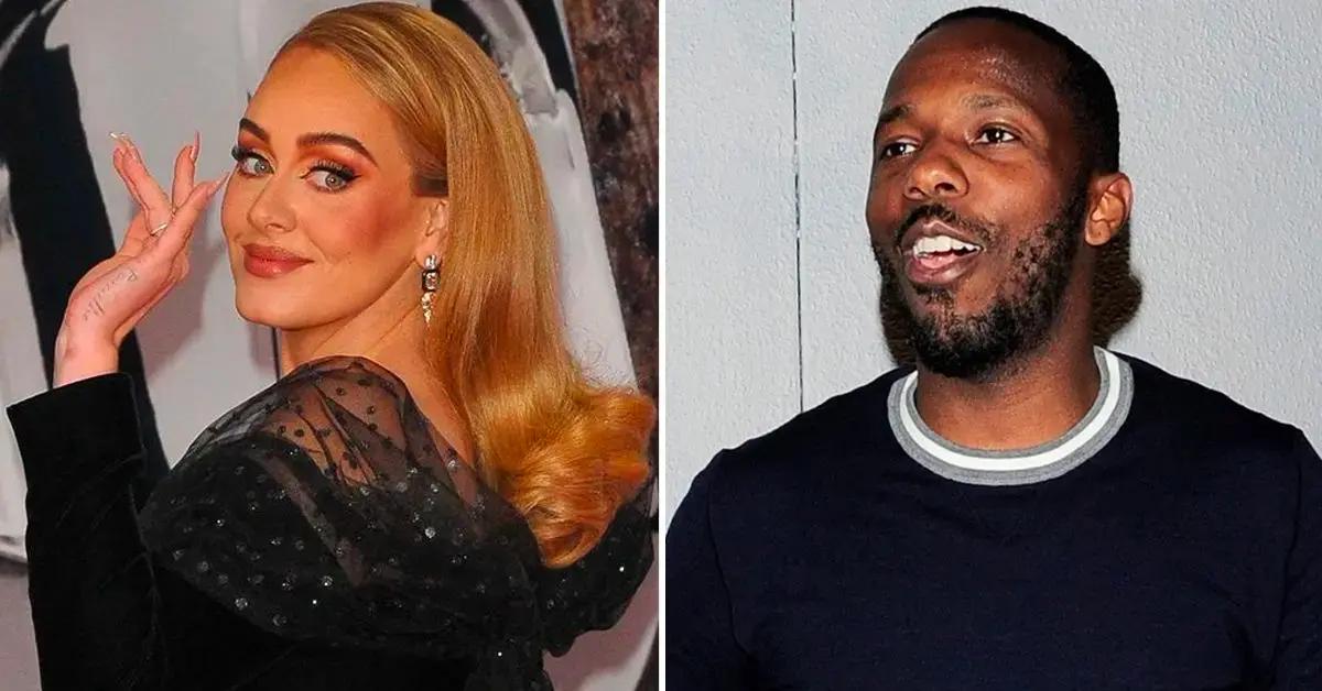 Photo of Adele and a picture of Rich Paul.