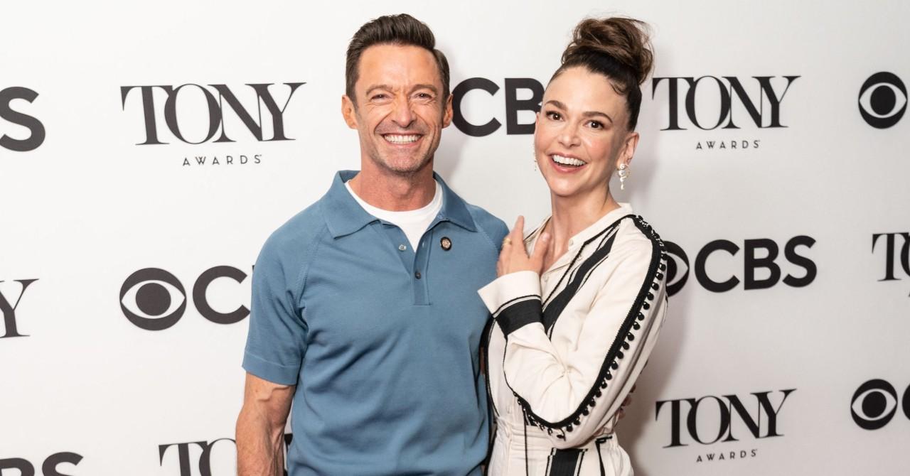 Photo of Hugh Jackman and Sutton Foster. 