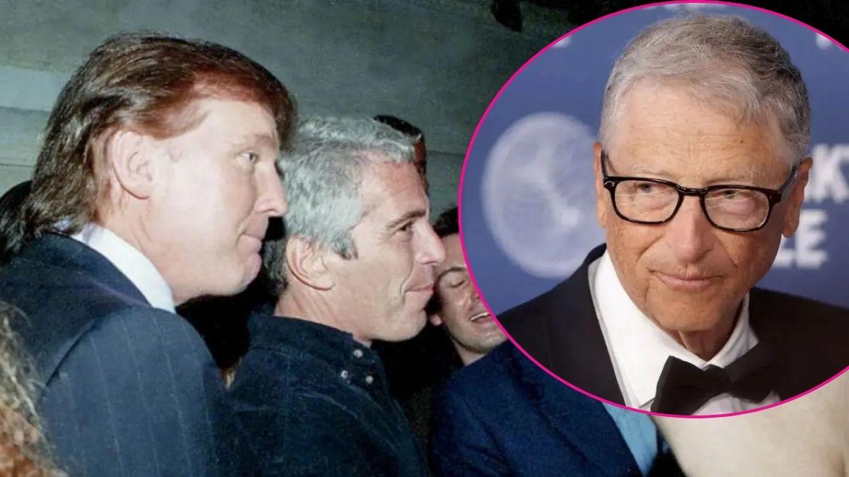 Composite photo of Donald Trump, Jeffrey Epstein and Bill Gates