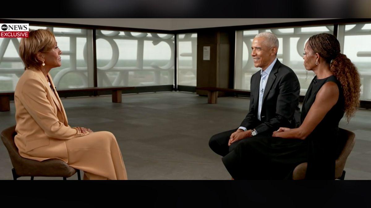 Photo of Barack and Michelle Obama were interviewed by Robin Roberts for 'Good Morning America.'