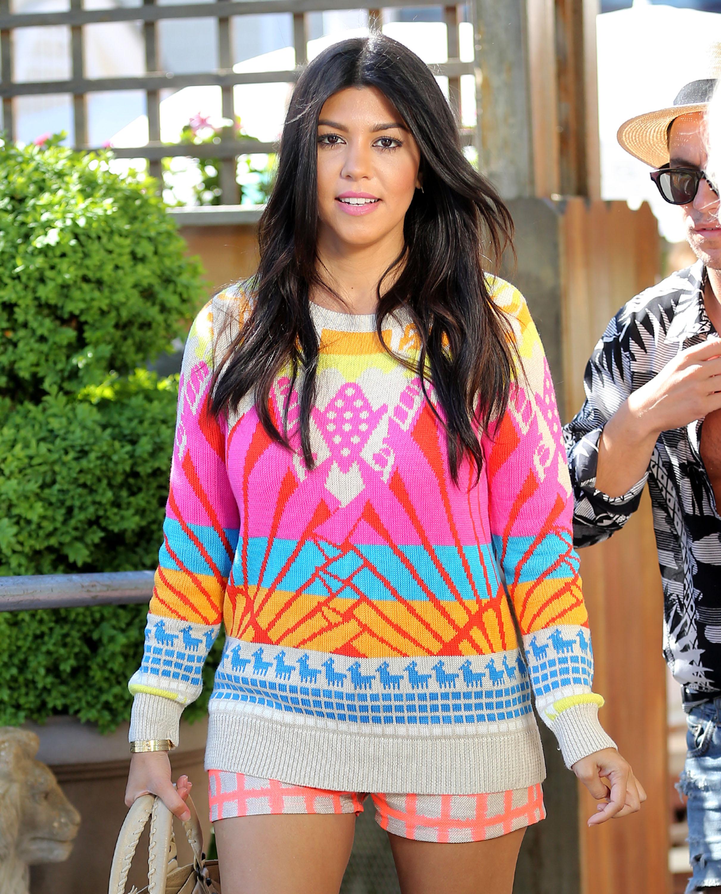 Pregnant Kourtney Kardashian wears a colorful ensemble when out at the Dash store in Southampton, NY