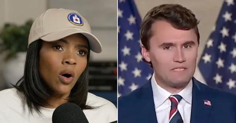 Split photo of Candace Owens and Charlie Kirk.