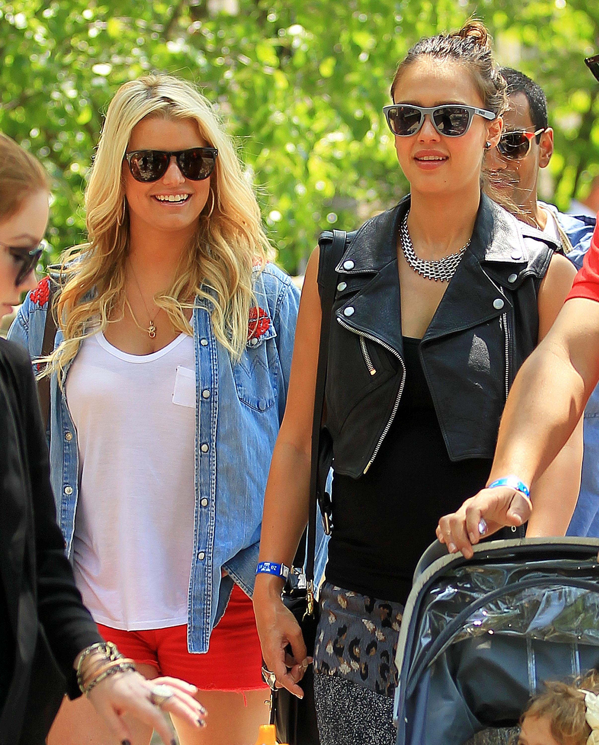Jessica Alba and Jessica Simpson shot together at Yale University in New Haven, CT