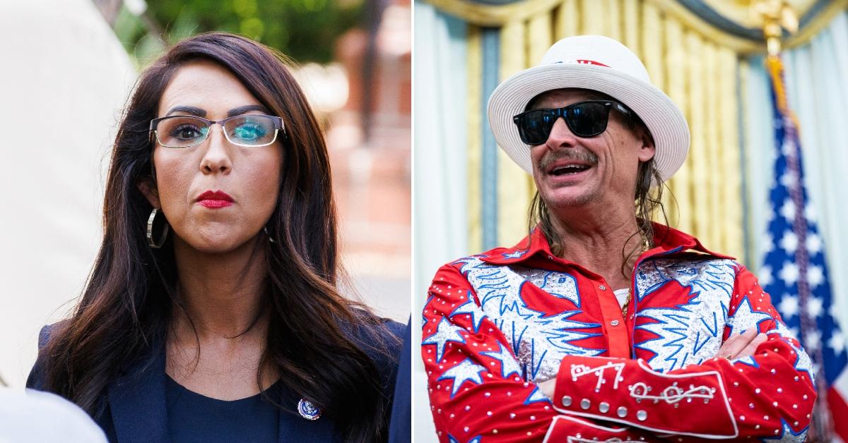 Photo of Lauren Boebert; picture of Kid Rock.