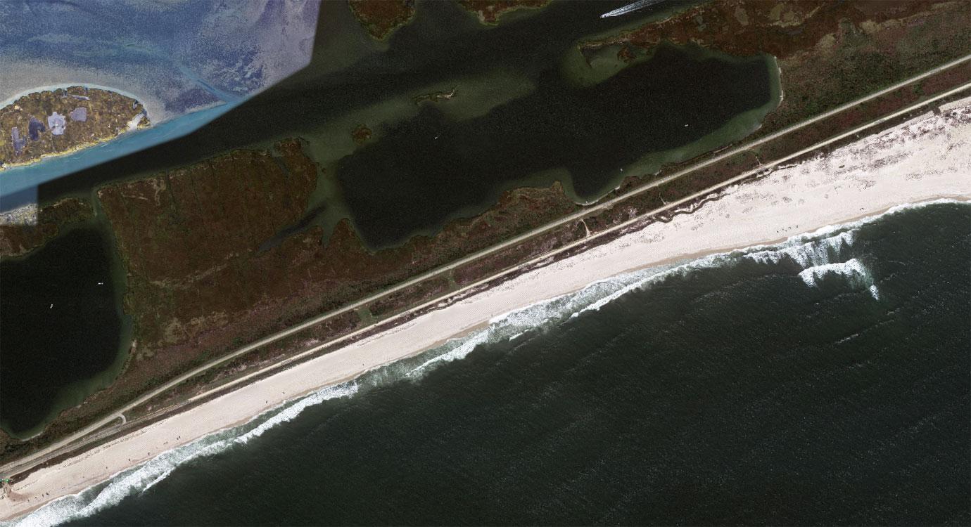 Aerial view of Gilgo Beach Long Island, NY.