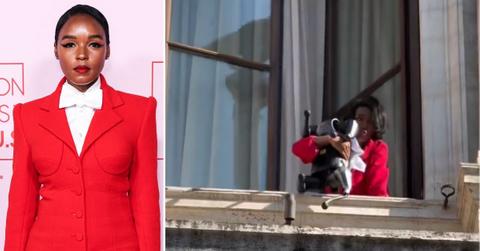 Composite photo of Janelle Monáe and her skit.