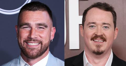 Split image of Travis Kelce and Shane Gillis.