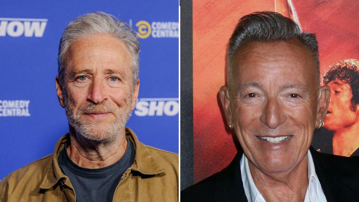 Image of Jon Stewart and Bruce Springsteen joined the farewell lineup.
