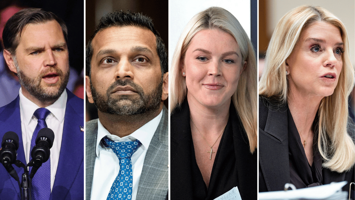 J.D. Vance; Kash Patel;  Karoline Leavitt; Pam Bondi