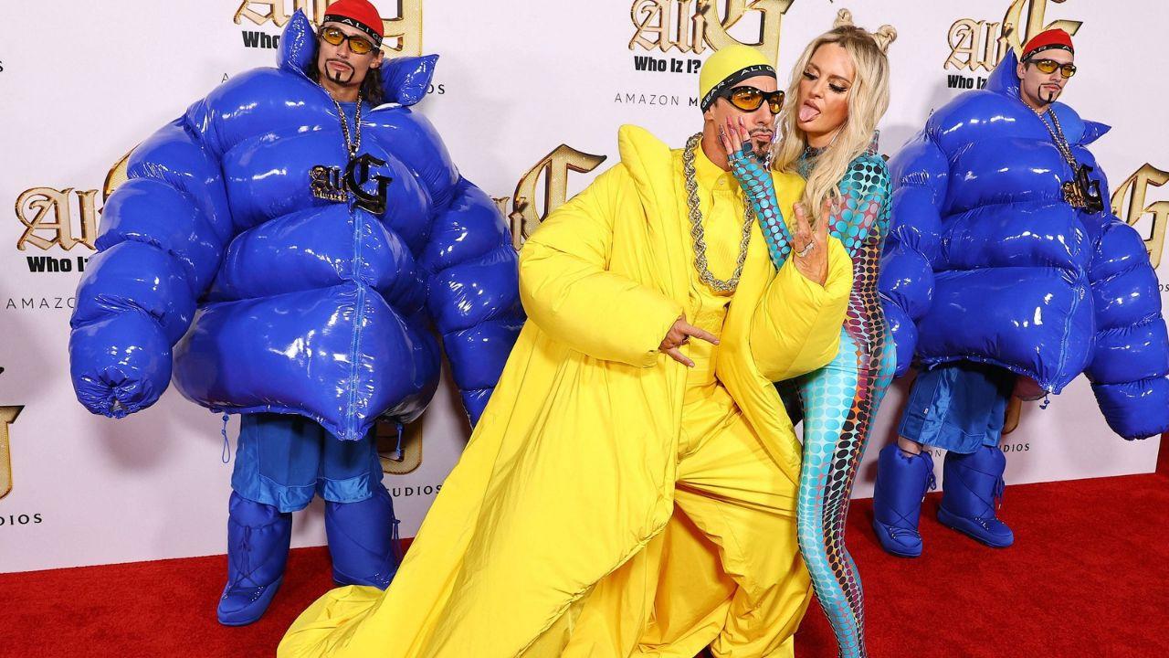 image of Cohen returned to his Ali G character in a trademark yellow outfit for the Los Angeles premiere alongside costar Morgana Robinson.