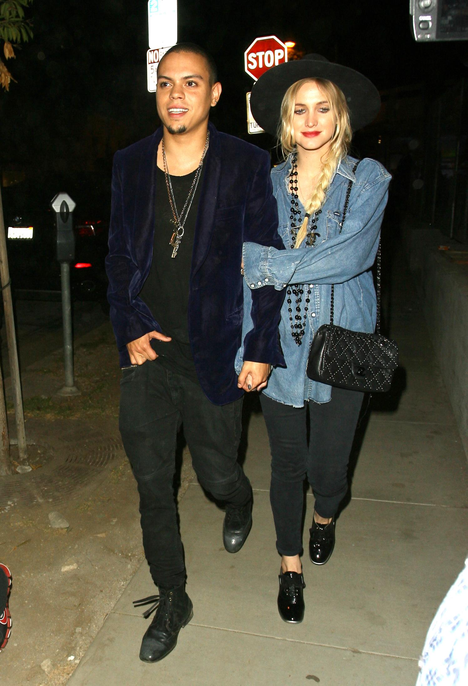 Ashlee Simpson and her husband Evan Ross dines out at Gracias Mardre restaurant in West Hollywood, CA