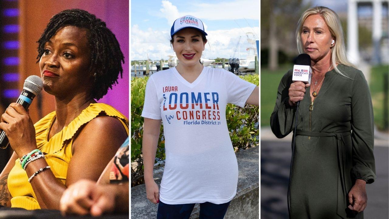 split of Angie Nixon, Laura Loomer & Marjorie Taylor Greene.