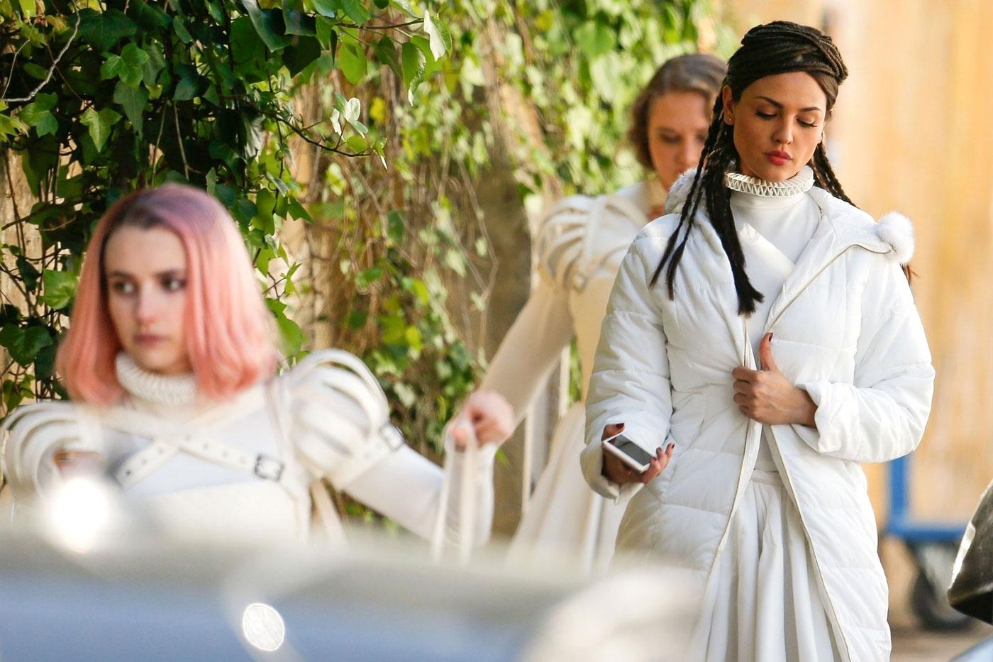 *EXCLUSIVE* Emma Roberts and Eiza Gonzalez dress up for &#8216;Paradise Hills&#8217; in Barcelona