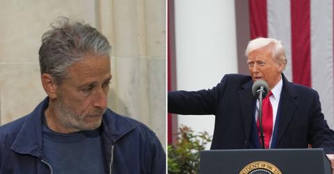 Composite photo of Jon Stewart and Donald Trump