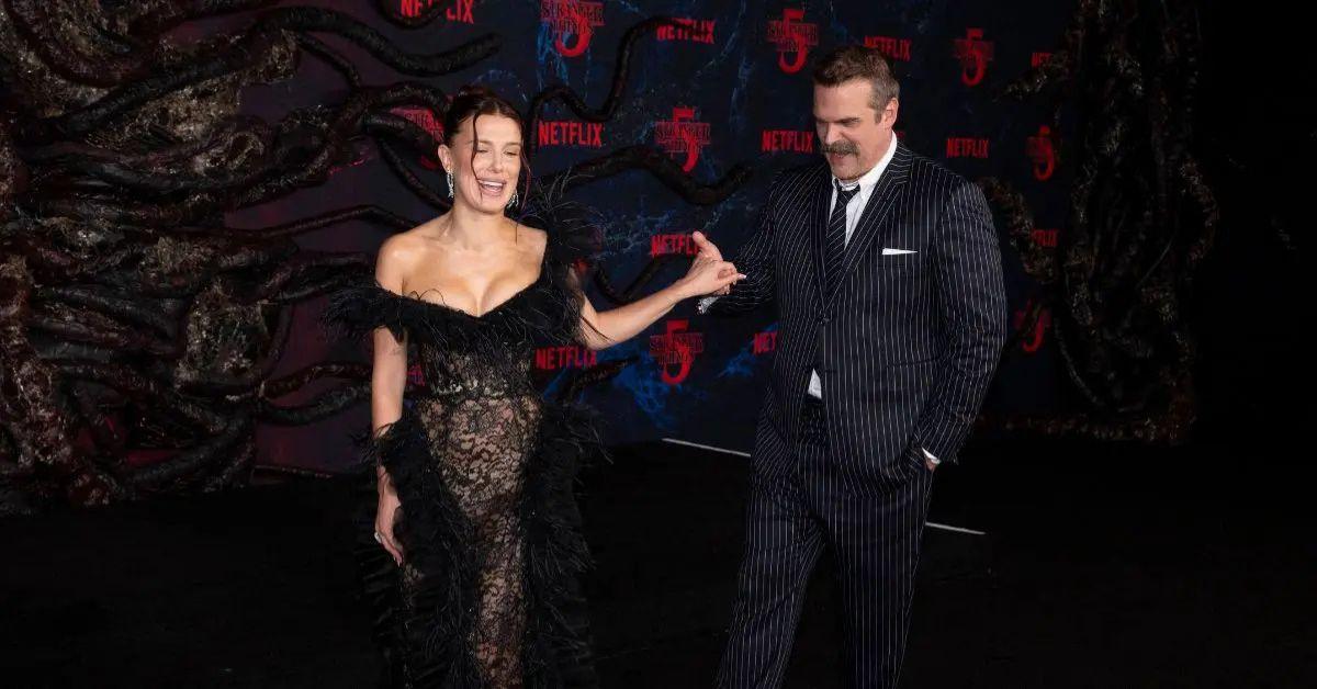 Photo of Millie Bobby Brown and David Harbour seemingly held a united front while doing press for 'Stranger Things' Season 5. 