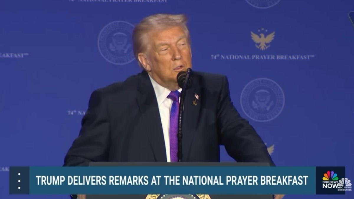 image of Donald Trump spoke at the National Prayer Breakfast.