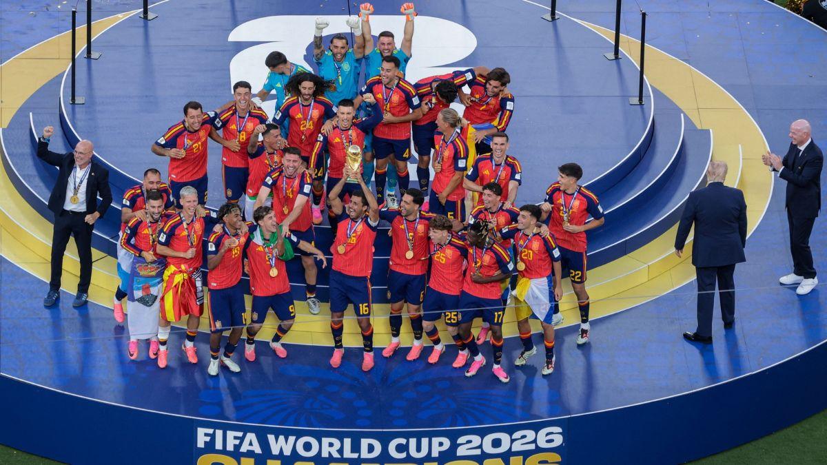 Image of Donald Trump watched the FIFA World Cup final as celebrities packed MetLife Stadium for the championship match.