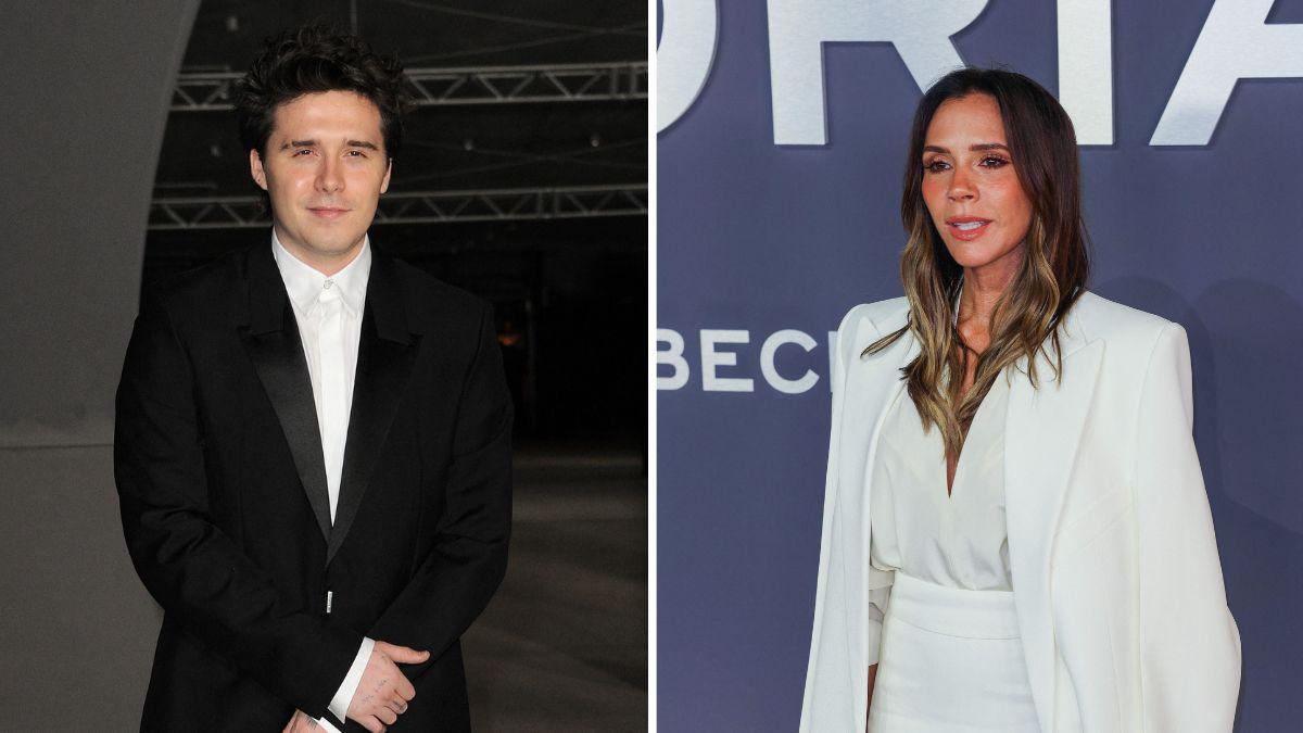 Split photo of Brooklyn and Victoria Beckham.